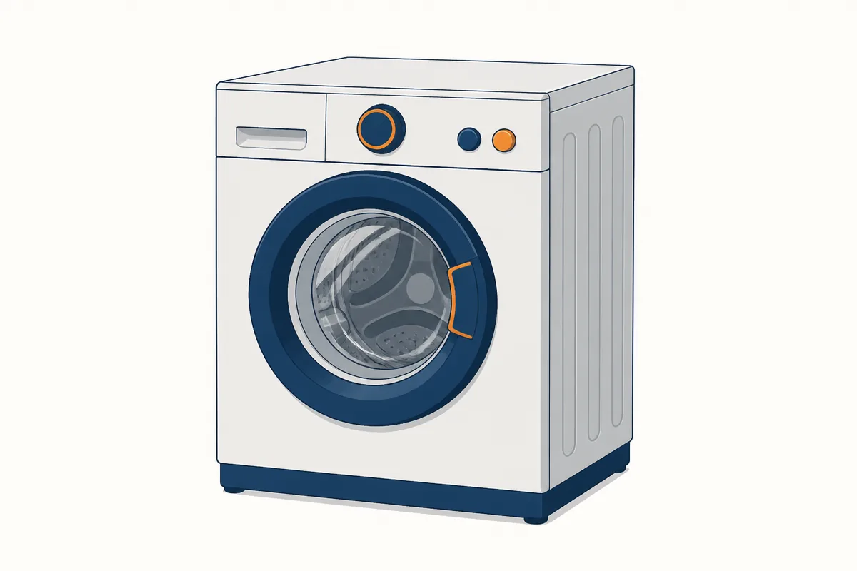 Illustration of a front-loading washing machine